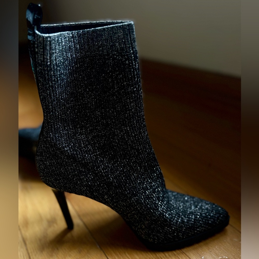 Brand New Mix No. 6 Desirae Black Sparkle Stretch High Heel Boots Bootie Size 8 - Picture 12 of 12
